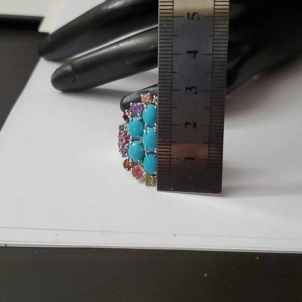 Sterling Silver 925 Turquoise Gemstone Halo Ring